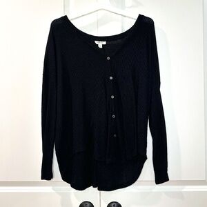 Black Waffle Long Sleeve Shirt Size XL
